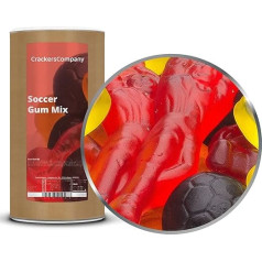 1 x 1000 g Fruit Gum Football Mix with Player Ball and Trophy Red Black Yellow for World Cup and European Championship Parties Gluten Free Lactose Free