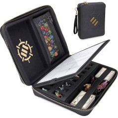 ENHANCE RPG Organizer Bag - DND Folder with Built-in Drawing Sheet Holder and Erasable Scribe Panel, Cube Roll Area, Removable Pen Pocket, Miniature Foam Tray, Wrist Strap
