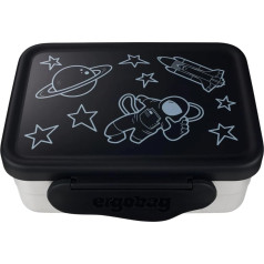 ergobag Stainless Steel Lunch Box Set with Divider and Snack Box, BPA-Free, Dishwasher Safe, Black