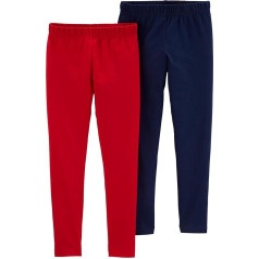Carter's Girls' Baby, Toddler, Kids, Pack of 2 Cotton Leggings, Red navy blue