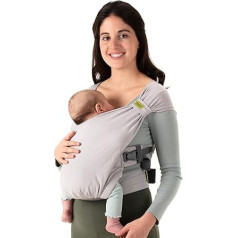 Boba Bliss Baby Carrier Newborn from Birth to 16 kg - 2-in-1 Baby Carrier & Baby Sling Without Ties & Knots, Hip-Friendly Baby Carrier from Birth, Soft & Elastic Baby Carrier (Grey)