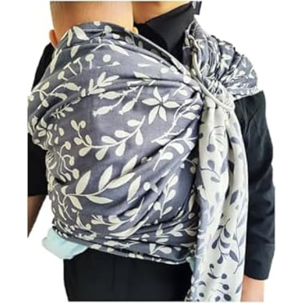 Shabany® - Ring Sling Sling - 100% Organic Cotton - Baby Belly Carrier for Newborns Toddlers up to 15 kg - Includes Baby Wrap Carrier Instructions - Silver (Elegant)