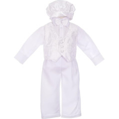 Lito Angels Baby Boys 5-Piece Christening Clothing Christening Suit Christening Festive Suit Clothing Set Formal Outfit with Hat