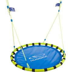Hudora Nest Swing Aluminium 120 cm. Height Adjustable Garden Swing up to 120 kg. Can be used indoors and outdoors, 120 cm, blue/yellow
