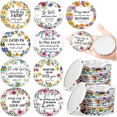 Y1tvei Taschenspiegel mit Bibelvers zum Muttertag, Blumen-Bibelvers, Mini-Kompaktspiegel, christliches Geschenk, inspirierend, tragbar, rund, Make-up-Spiegel für Geldbörse, Kirche, Party für Frauen