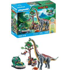 PLAYMOBIL | Dinos | Brachiosaurus Encounter with Air Cushion Boat | Dino Play Set | Dinosaur Adventure for Children from 4 Years | 71819