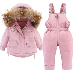 FGUUTYM Ski suit baby down jacket snowsuits thick cold protection cotton coat playsuit set girls baby overall baby clothes winter warm winter jacket hooded coat terry cloth hat