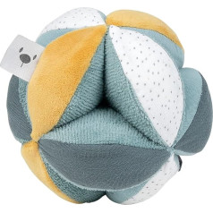 Nattou Active cuddly ball made of cotton and polyester, plush ball with rattle and squeaky, for newborns and premature babies, diameter 15 cm, lapidou, green