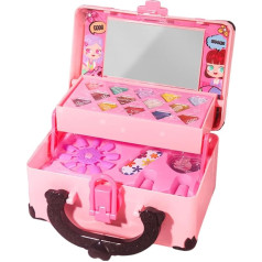 Kids Makeup Kit, Real Cosmetic Set, Pretend Toys for Girls, Beauty Vanity Set with Case, Innocuous Makeup Fun, 6.69 x 5.51 x 3.78 Inches for Young Beauticians