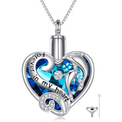 TOUPOP Urn Necklace for Ashes 925 Sterling Silver Tree of Life / Butterfly Ash Jewellery Ash Urn Pendant Cremation Necklace with Heart Crystal Memory Jewellery for Men and Women