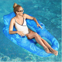 Premium Water Pool Air Mattress for Adults, Inflatable Pool Floats with Drink Holders and Backrest, Swimming Chair for Summer Parties, Tanning Pool for Water Party