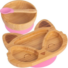 Tiny Dining Children's Bamboo Seckung Fox Dinner Set - Pink