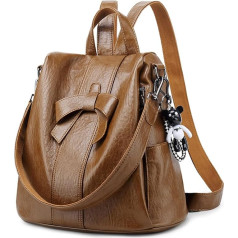 School Bag Anti-Theft Women Backpack Large Capacity Retro Style Backpack PU Leather Bow Knot Backpack for Student