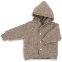 Engel Baby Jacket with Hood Wool Fleece (Walnut Melange, 98-104), Walnut melange