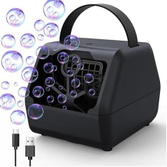 Automatic Bubble Machine, Portable Bubble Machine 10,000+ Bubbles/min with 400 ml Tank/Double Layer Bubble Net/Handle, Children's Outdoor Gift for Wedding/Birthday/Stage/Party