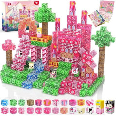 Magnetic Building Blocks - 100 Pieces Magnetic Building Blocks Transparent Pink Lock Creative Learning Toy for Girls from 3 Years - Ideal Easter Gifts