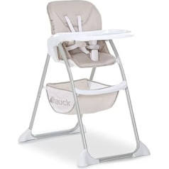 Hauck Children’s High Chair Sit N Fold / 6 Months and Over up to 15 kg / Narrow Foldable / Adjustable Backrest / Removable Tray / Large Toy Basket / Beige