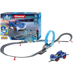 Carrera - 20068001 GO!!! Challenge Sonic Race Track Set I Racetracks & Licensed Slot Cars | Up to 1 Player | For Children and Adults I Slot Car Race Track Scale 1:43 in Sonic Design