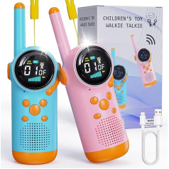 Selvim Walkie Talkies for Children [3 km Range & 8 Channel], Walkie Talkie with LCD Screen, Toy Rechargeable for Indoor Outdoor Activity, Gifts for 3-8 Year Old Boys and Girls