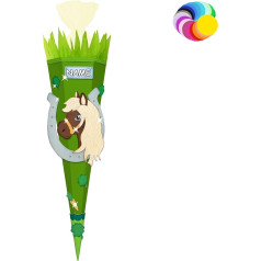 Craft Set – School Cone Choice of Colours & Sizes 70/85/100 cm – Horse – Includes Name – Choice of Colours – Craft School Cone – Sugar Bag for DIY Crafts B.