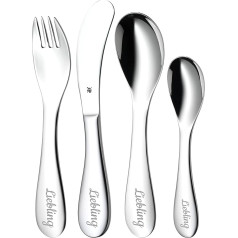 WMF Knuddel Children's Cutlery with Name Engraving - Personalised Cutlery for Children with Engraving - Personalised Christening Gift Ideas for Girls and Boys - WMF Cutlery Personalised - 4 Pieces