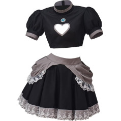 Willyacos Bowsette Cosplay Dress Sexy Black Short Princess Bowsette Cosplay Costume Dress Tops Skirts Outfit for Adults Women