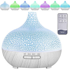 MAISITOO 550 ml Aroma Diffuser, Ultra Quiet Ultrasonic Humidifier, Essential Oils, BPA-Free Aromatherapy Humidifier for Bedroom, Yoga, Spa, 7 Colours LED Lights (White)
