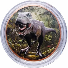 28.3 g 3D T Rex Dinosaurier Farbe .999 Feines Kupfer rund in Kapsel - Ultra High Relief