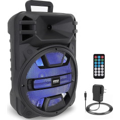 Pyle 12 Inch Portable Bluetooth Speaker - 800 Watt, Karaoke with DJ LED Lights, USB/FM/BT/Aux, Remote Control and Rechargeable Battery