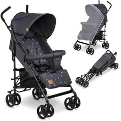LIONELO Elia Buggy Small Foldable Pushchair up to 15 kg, Back and Footrest Adjustment, Rear Wheel Brake, Mosquito Net, Shopping Basket
