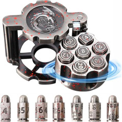 iFCOW Metal Polyhedral Dice Set, 7 Metal Ball Shape Rotating Revolver Cylinder Dice Holder for Warhammer 40K, D&D Zombiecide Table Games