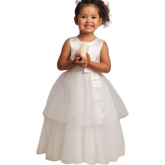 SIRRI Lux Girls Christening Dress with Bow and Layered Tulle - Special Occasion Outfit