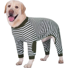 Large Dog Clothes Dog Pyjamas Flexible Zip Striped Dog Jumpsuit Costume Clothing for Medium Dogs Large Dogs (8, Olive Green)