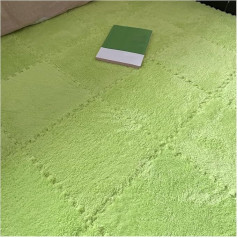 9/12/15/16 Pieces Interlocking Foam Carpet Tiles, Soft, Fluffy Plush Carpet Mat, Crawling Play Mat, Puzzle Mat, for Bedroom, 30 x 30 cm, Green, 12 Pieces