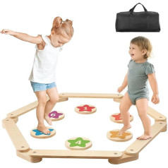 VEVOR Balance Beam, 6 Pieces Balance Beams for Toddlers, Montessori Toys for Kids 2-6 Years, Promotes Coordination and Gross Motor Skills, Gymnastics Course for Indoor and Outdoor