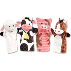 Melissa & Doug Hand Puppets Pack of Fabric Hand Puppet Set 4-Gang Children's Puppets/Puppet Theater Role Play – 35 x 24 cm, Multi-Colour