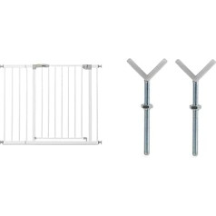 Hauck Children's Open N Stop KD Safety Gate with 21 cm Extension / No Drilling / 96-101 cm Wide White & Y-Spindle for Railings