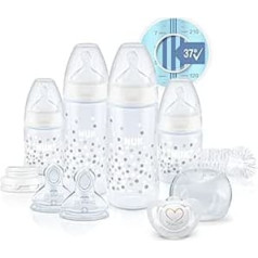 Nuk First Choice+ Perfect Start Baby Bottle Set Anti-Colic Baby Bottles (2 x 150 ml & 2 x 300 ml), Bottle Brush & More | BPA Free | 0-6 Months With temperature control.