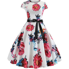 Rockabilly Kleider Damen Fasching 50er 60er Jahre Kurzarm Polka Dots Vintage Swing Coctailkleid Hochzeit Festlich Knielang Kleid Tunika Elegant Partykleid Ballkleid Faschingskostüme