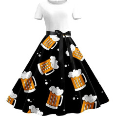 Maid Costume Women's Oktoberfest Vintage Cocktail Dress Short Sleeve Knee Length Vintage A-line Horn Swing Formal Ball Party Dress Skirt Dress Women's Winter Festive