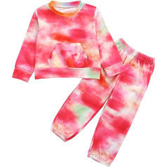 Toddler Girls Winter Sport Style Long Sleeve Crew Neck Tie Dye Printed Sweatshirt Suit Trousers 6 Month Short Shorts Girls First Equipment for Baby Newborn Romper Boy
