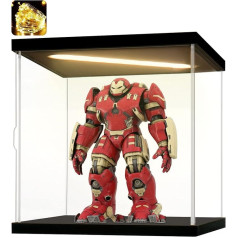 Instnovny Acrylic Display Case for Collectibles, Transparent Acrylic Boxes for Display, Action Figures, Dolls, Illuminated Baseball Hats, Display Case, Home Storage (Plain, Yellow, 20.1 x 20.1 x 20.1