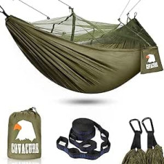 COVACURE Hammock Outdoor Hammock with Mosquito Net - 260 x 130 cm Ultralight Hammock Travel Gadgets for Camping Garden Survival Hiking