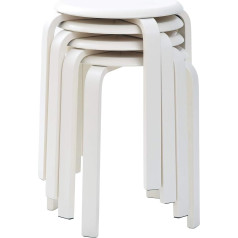 Ibuyke Set of 4 Dining Room Stools, Wooden Stacking Chairs with Non-Slip Mat, Stacking Stools for Classroom, Kitchen, Dining or Home Pub Area, White RF-717-4