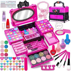 Lubibi Children's Make-Up Set Girls Make-Up Case, 71 Pieces Washable Girls Make-Up Toy, Halloween Christmas Role Play Birthday Gifts Toy for 3 4 5 6 7 8 9 10 11 12 Years Girls