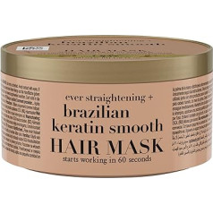 OGX Brazilian Keratin Smooth Hair Mask (300 ml) Moisturising Hair Mask with Keratin Protein for Frizzy, Curly or Wavy Hair