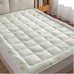 Threads For Bed Premium Bamboo Mattress Topper Single Mattress Protector with Bamboo and Polyester Jacquard Fabric Top Layer and Underlay Brushed Polyester Fabric