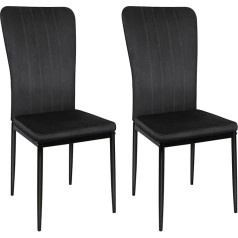 Homewell Dining Room Chairs, Set of 2, Ergonomic Back with Steel Frame, High-Quality Flannel with Thickened Sponge, Comfortable Home and Kitchen Furniture (2, Black)
