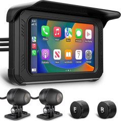IXROAD Wireless CarPlay Android Car Display, Dashcam Motorcycle with 1080P Camera Front and Rear, Navigation Devices, Tyre Pressure Monitoring System, GPS Logger, Touchscreen