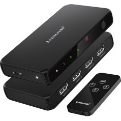 HDMI Splitter 4K, Lemorele HDMI Switch 3 in 1 Out with Remote Control, HDMI Switcher with 1M USB C Charging Cable, 4K @ 30Hz HDMI Splitter Compatible with PS5 PS4, Xbox, TV, DVD, Blu-ray Player